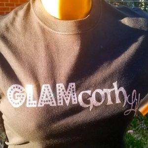 GLAM Goth Life  large glitter logo T shirt